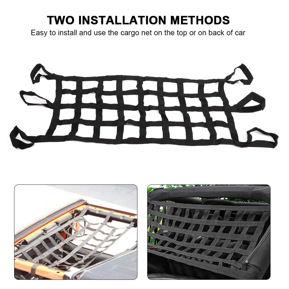 Red Multifunción para Techo de Coche, Hamaca Suave, Almacenamiento de Carga de Nailon, Apto para YJ TJ JK JL