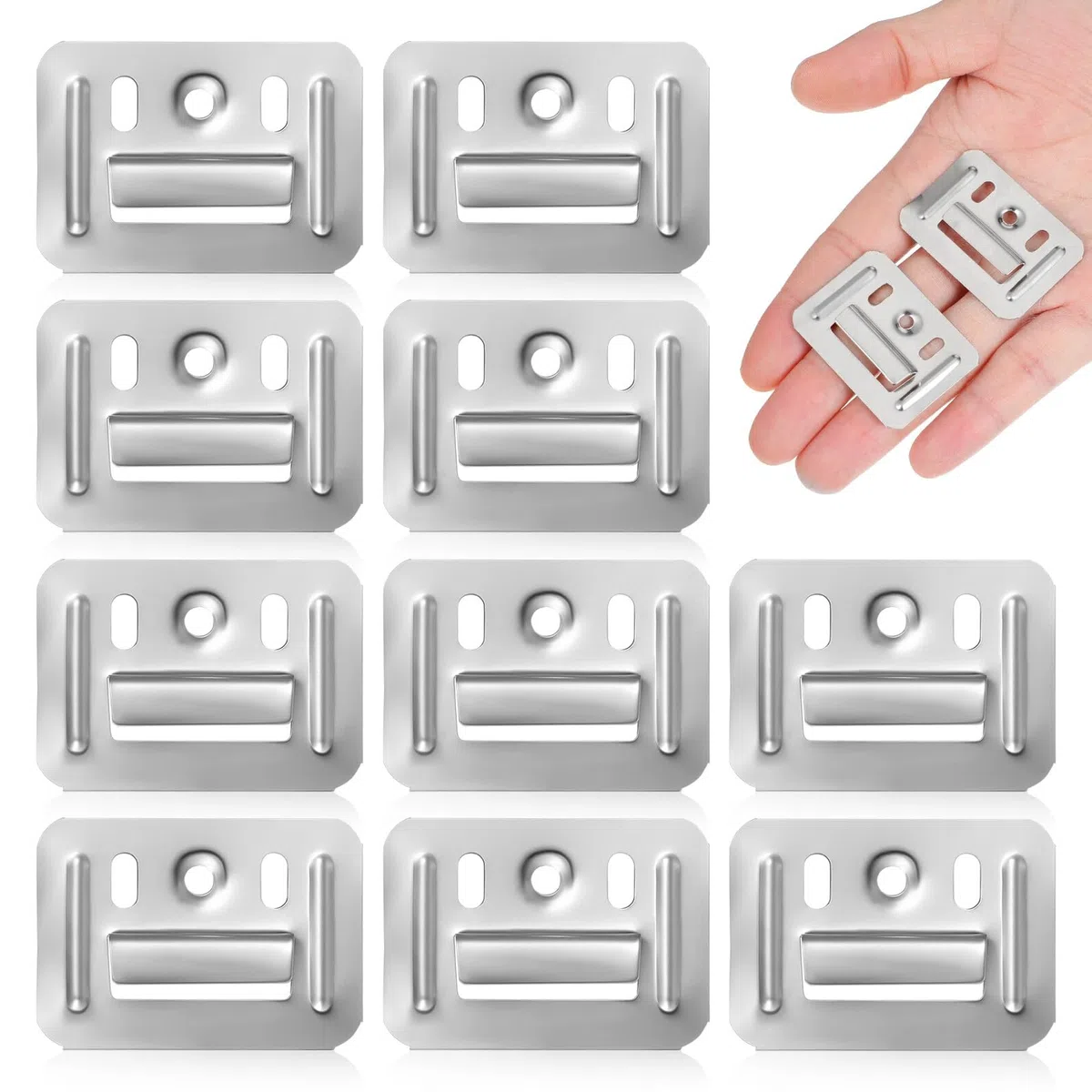 BETOOKY Abrazaderas para Panel de Pared Integrados 100 Piezas Acero Inoxidable 43X32 MM para Muebles Fondo Ensanchado y Engrosado para Mayor Soporte y Transporte Cómodo