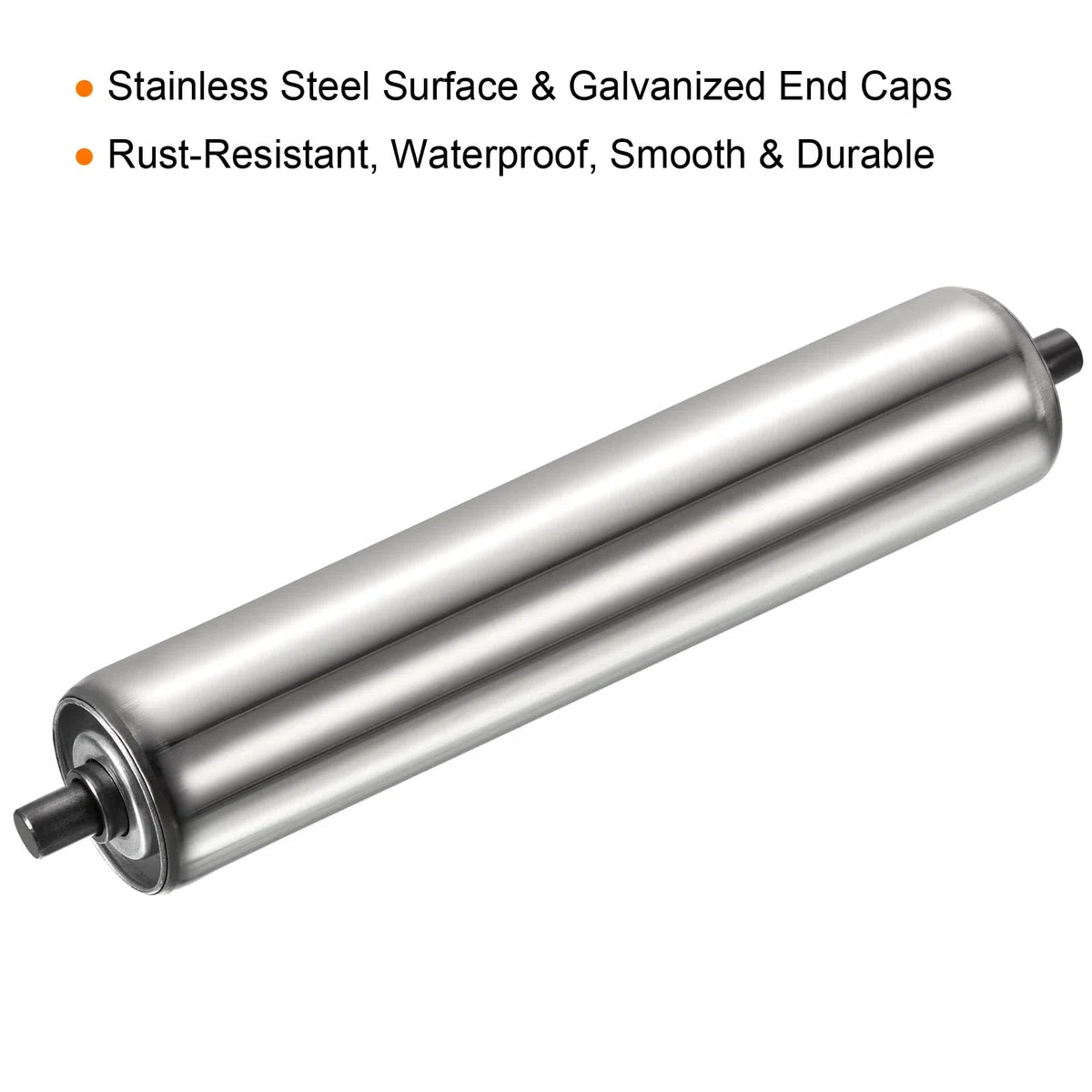 PATIKIL Transportador Rodillo 2" Diámetro 14" Longitud, Inoxidable Acero Gravedad Transmisión Reemplazo Pieza Galvanizado Extremo, Plata
