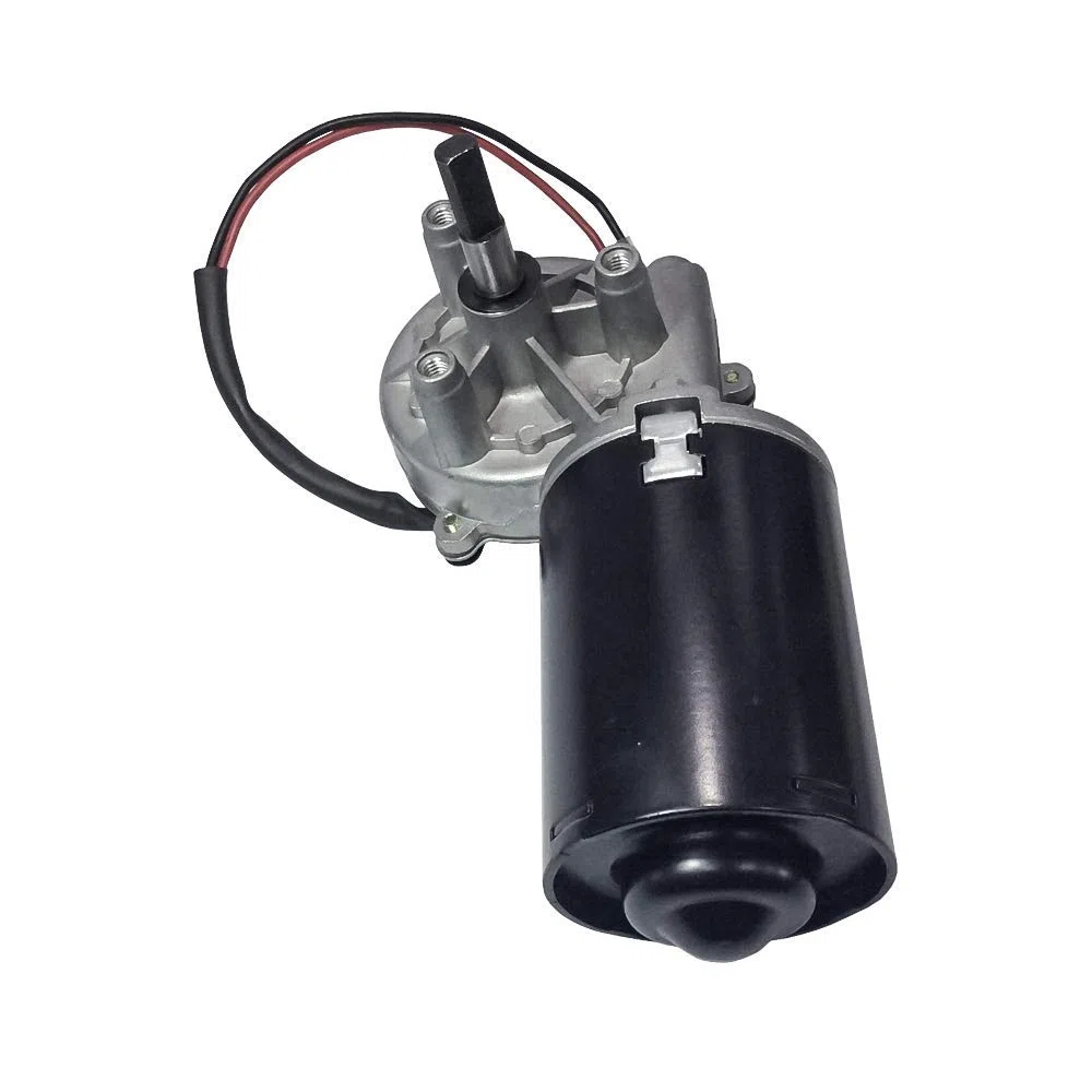 Motorreductor eléctrico de tornillo sin fin 12V 50rpm con doble eje plano (caja de engranajes izquierda), bajo nivel de ruido, apto para puertas de garaje.