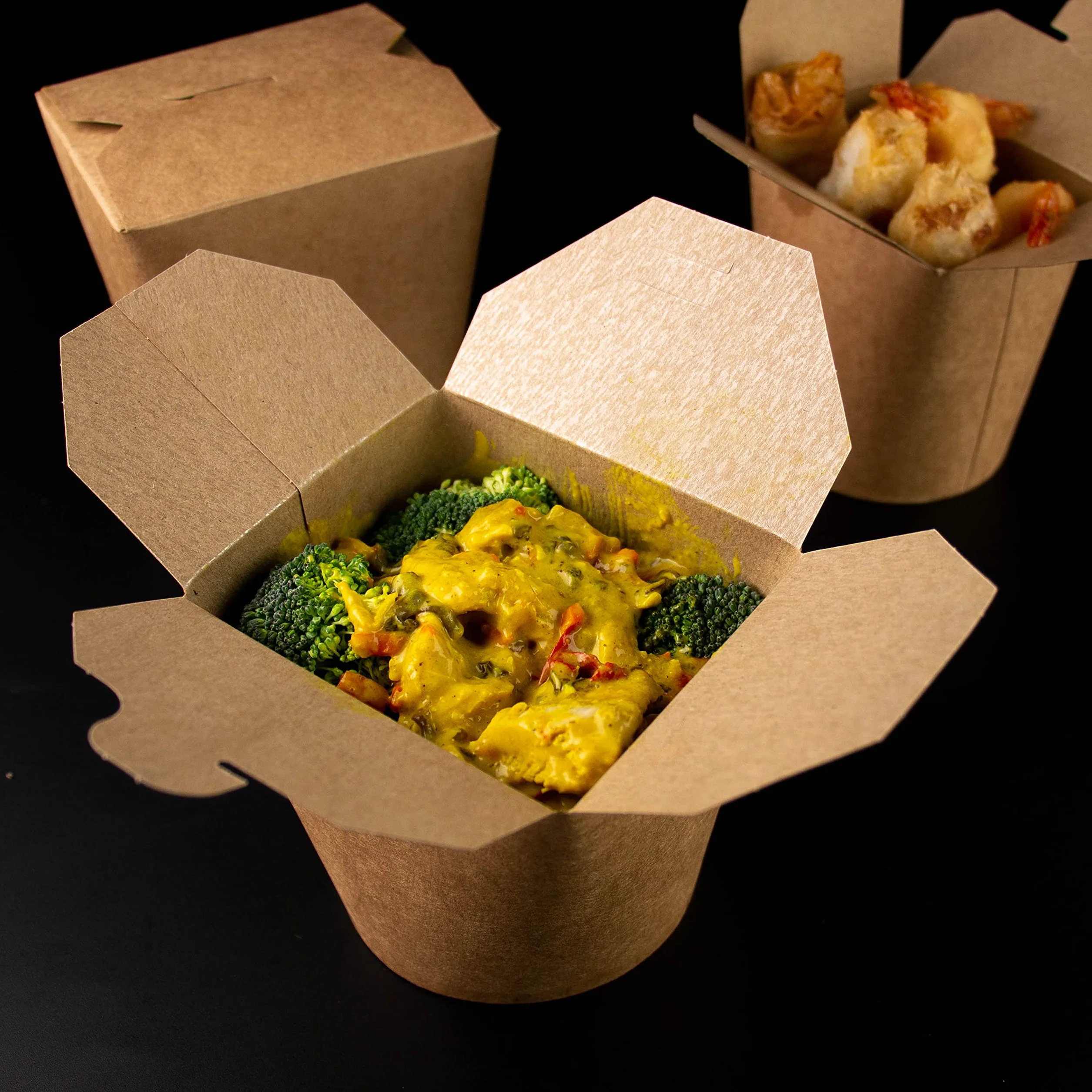 Paquete de 50 Cajas de Cartón Blanco, Pasta Box para fideos, pasta, platos preparados, platos asiáticos y orientales, ventas para llevar (Marrón, 780 ml)