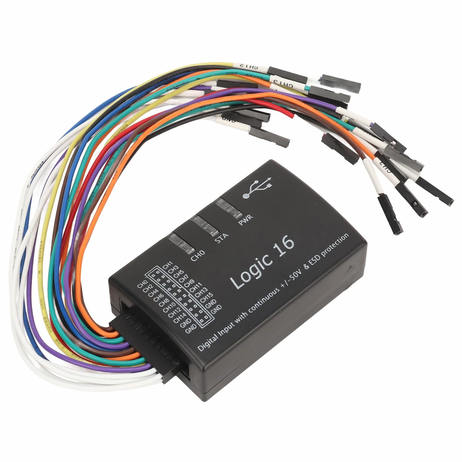Logic Analyzer USB, Tasa de Muestreo de 16 Canales de 100m, Protección de ESD, para el Software LOGIC2