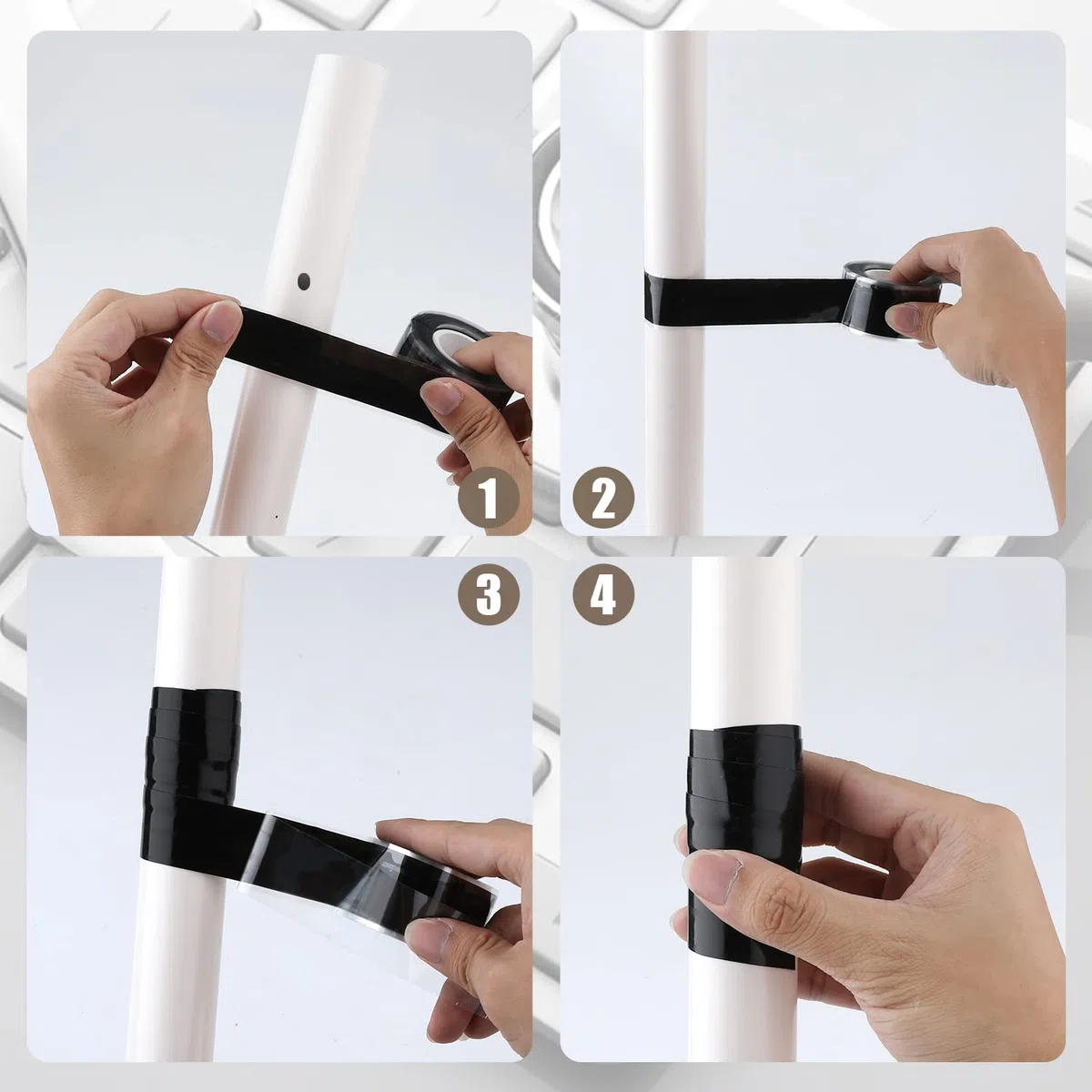 AIEX Cinta Silicona Autofusion, 2,5cm x 3 m 2 Rollos Impermeable Cinta Silicona Adhesiva Cinta Silicona de Autofusión Rescate para Fugas de Tuberías Reparación de Emergencia Cables Eléctricos (Negro)