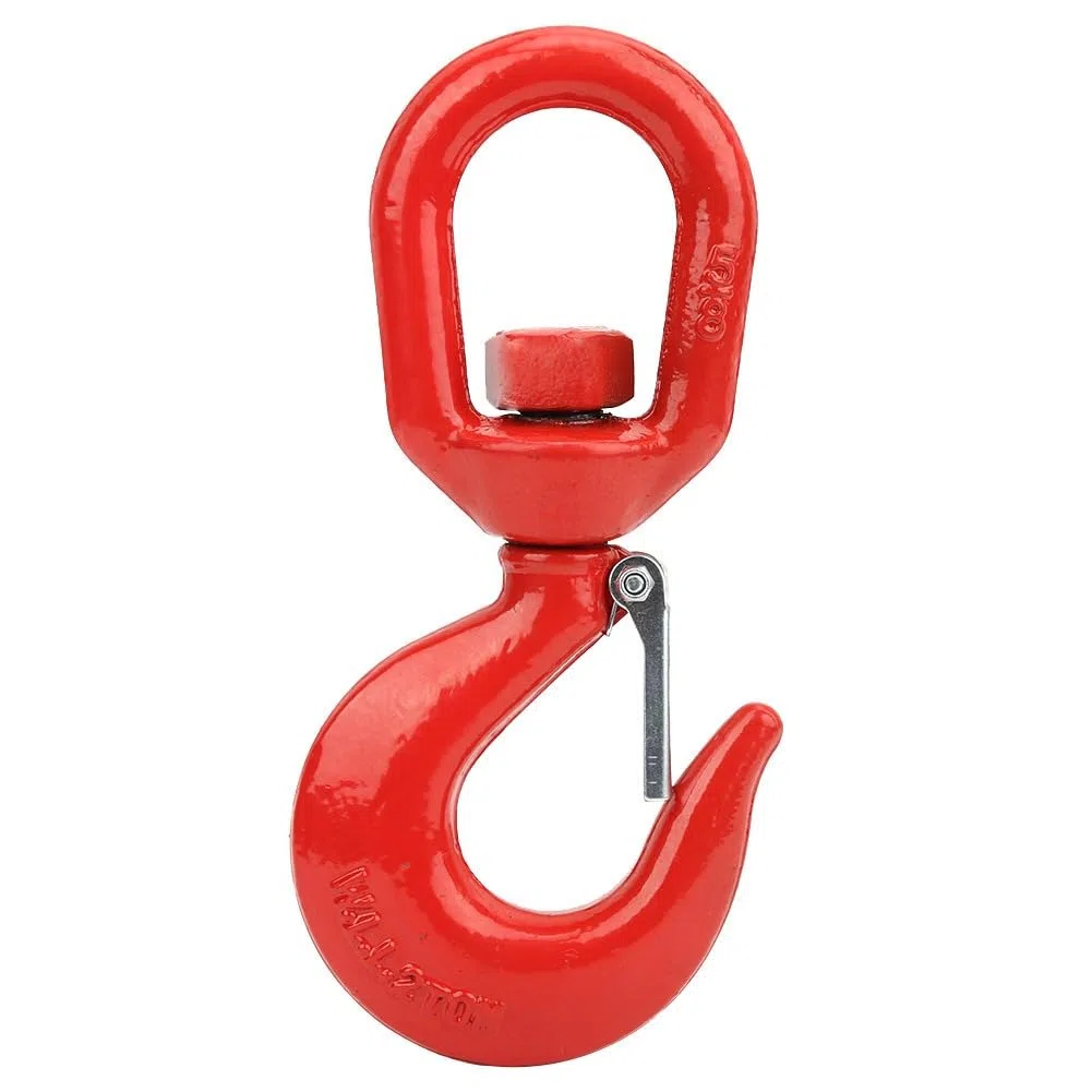 Gancho de grúa,Gancho Giratorio,Capacidad 2T De Gancho De Ojo Giratorio De Servicio Pesado,Elevación Gancho De Elevación Rojo para transporte de puertos, coches de transporte