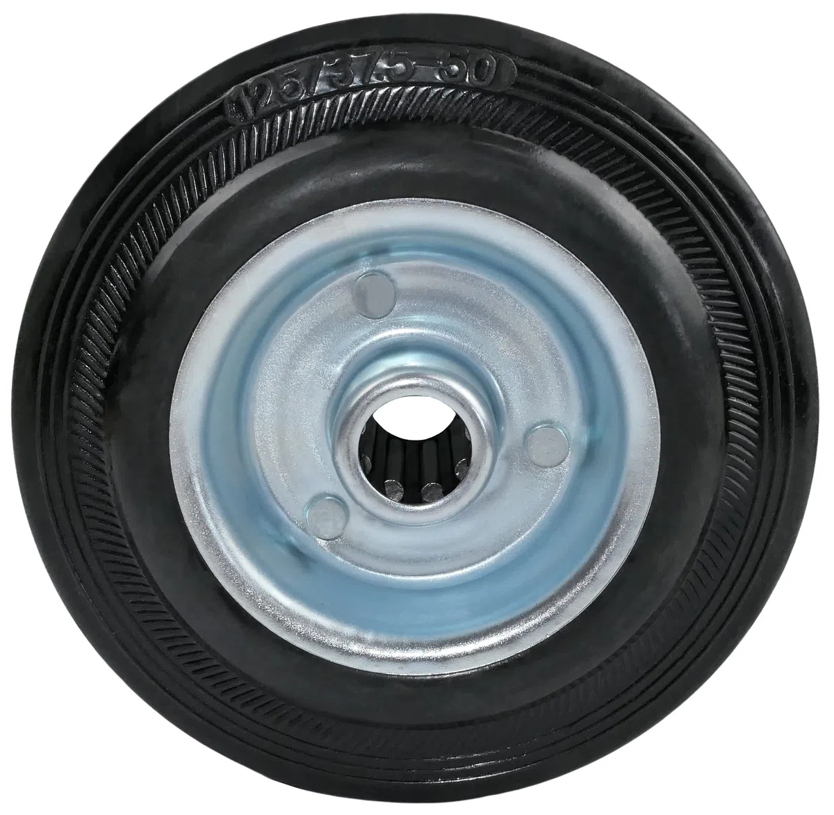 AERZETIX - C58897 - Juego de 2 ruedas de carrito carro Ø125mm con rodamiento de agujas - capacidad de carga 100 kg - color de la rueda: negro en caucho - llanta de acero