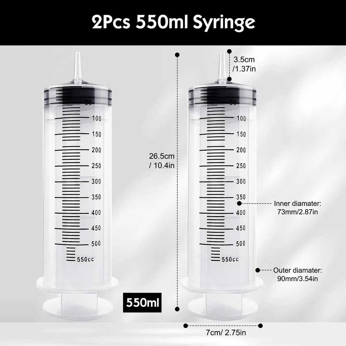 Samulee Jeringa de 550 ml + 550 ml, 2 jeringas con Manguera, Juego de jeringa dosificadora, jeringa dosificadora, jeringa Grande para Aceite de Motor, Laboratorio, alimentación Animal, jardín,