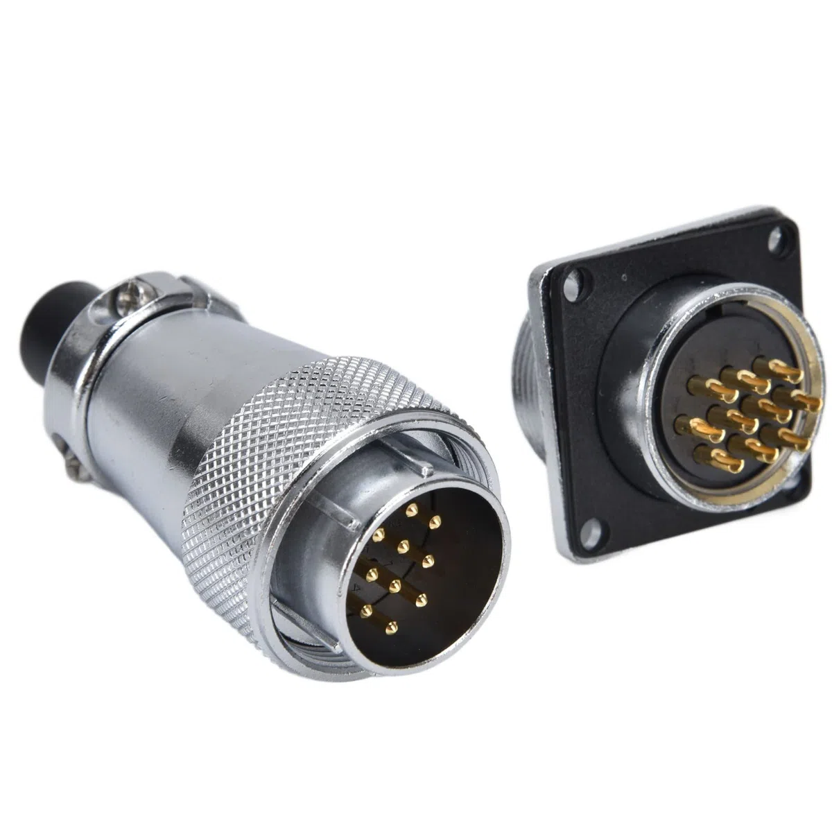 Conector Industrial 10 Pines Macho Hembra para Panel, Conector Cable Metálico 10mm 4 Pares, Industrial Macho Hembra Accesorio de Conexión Seguro y Duradero