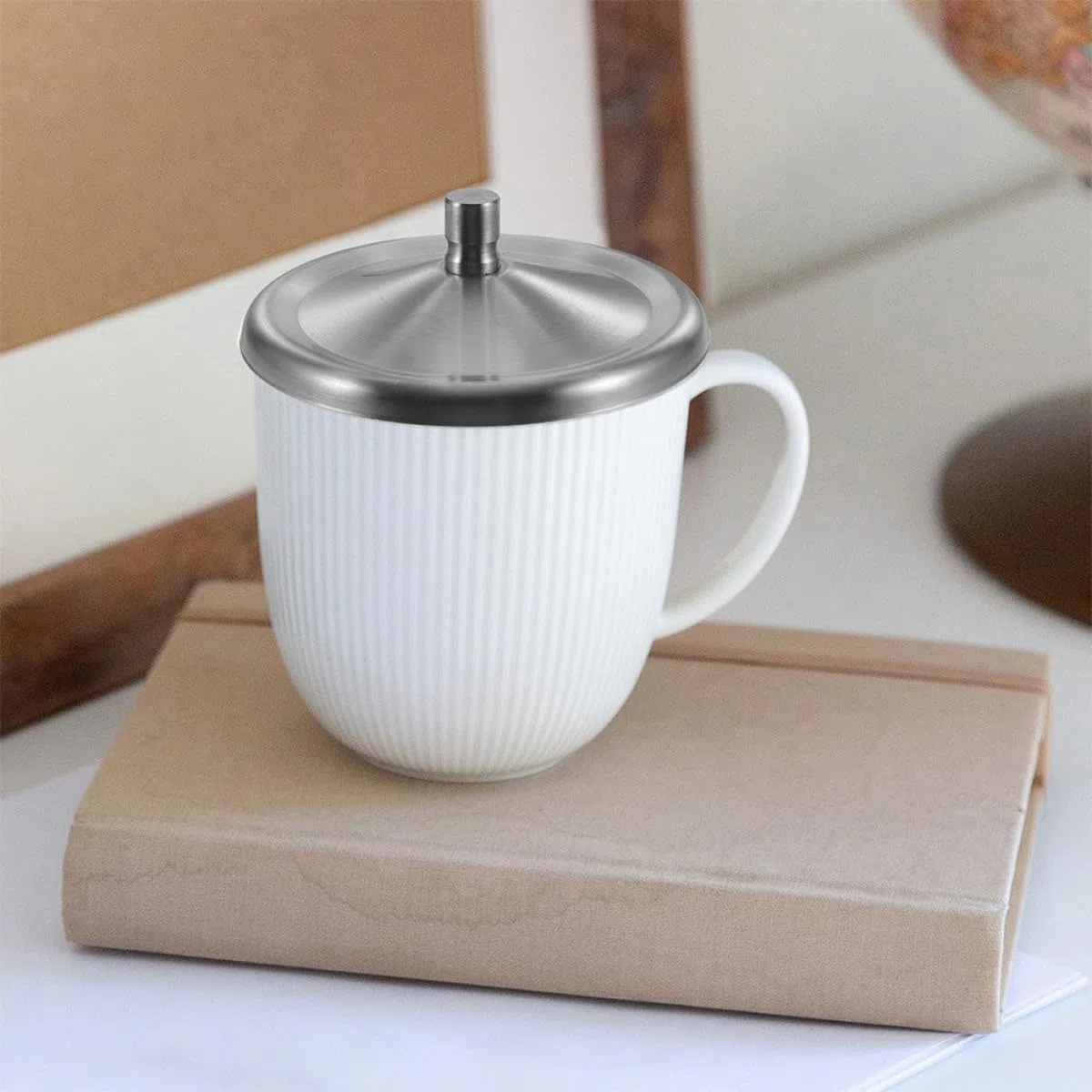 Tapas de Acero Inoxidable para Taza de 8 Cm, Set de 6 Unidades, Resistente al Calor Impactos, Tapa de Sellado para Bebida Caliente y Fría, Reutilizable y Fácil de Limpiar, Apta