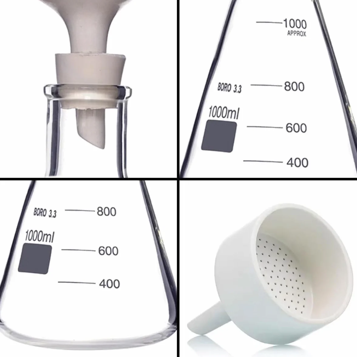 500ml equipo de filtración al vacío unidad de destilación de filtración al vacío de laboratorio, con bomba de filtración al vacío, botella de filtración, embudo de brinell, papel de filtro (500ML)