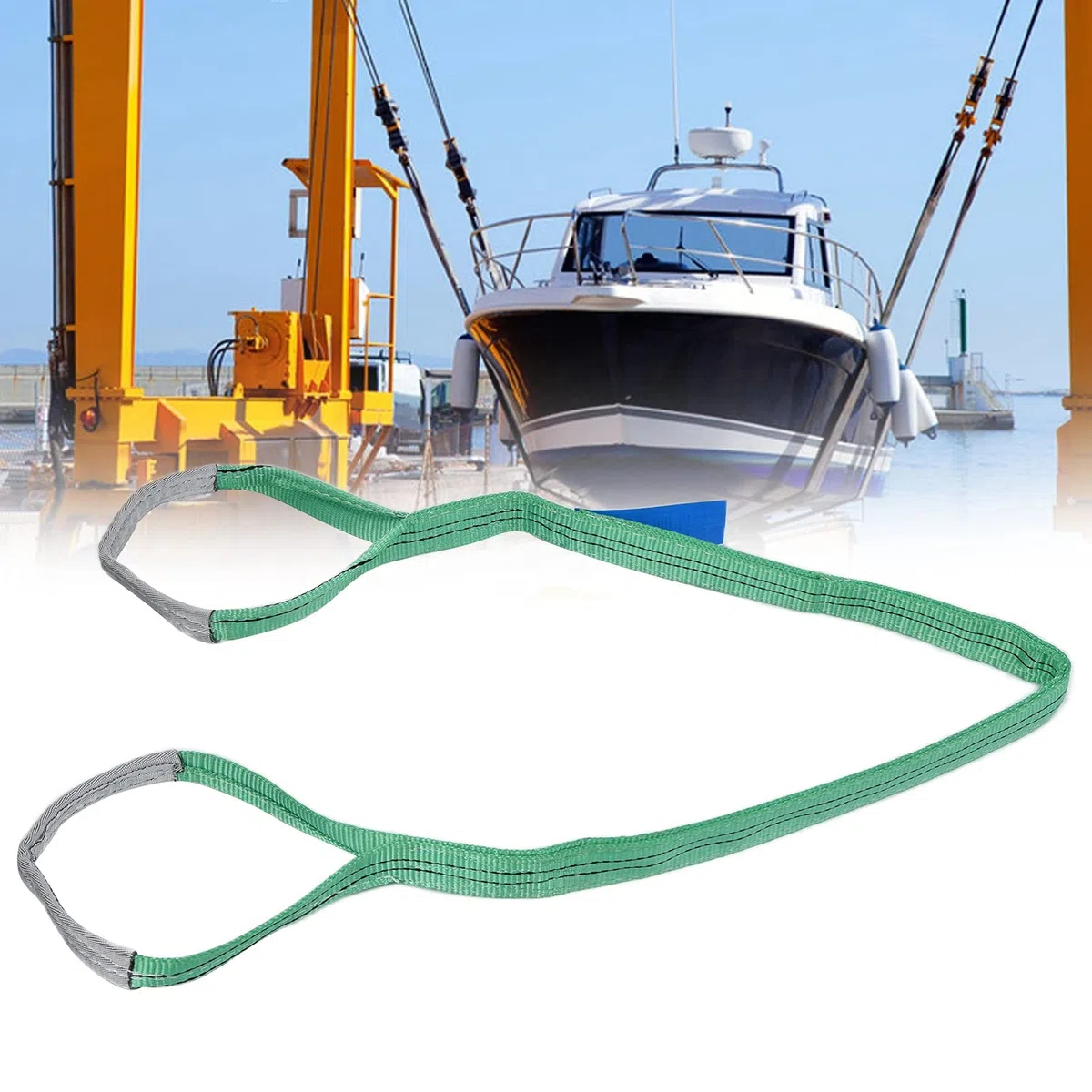 Eslingas de Cinta, Accesorios para Grúas de Alta Resistencia Eslinga de Elevación Plana Liviana Y Gruesa para Transporte Portuario para Ingeniería Eléctrica(4m)