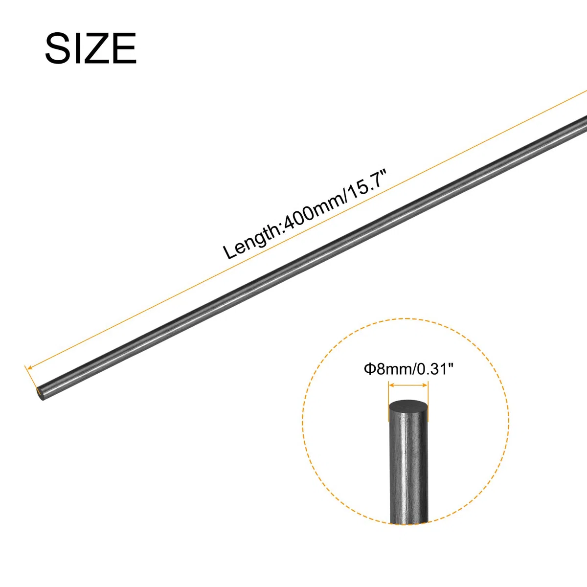 QUARKZMAN 5 Piezas Varilla de Fibra de Carbono 8mm x 400mm para Herramienta de Bricolaje de Aviones RC Tubo de Ala Brazo de Quadcopter