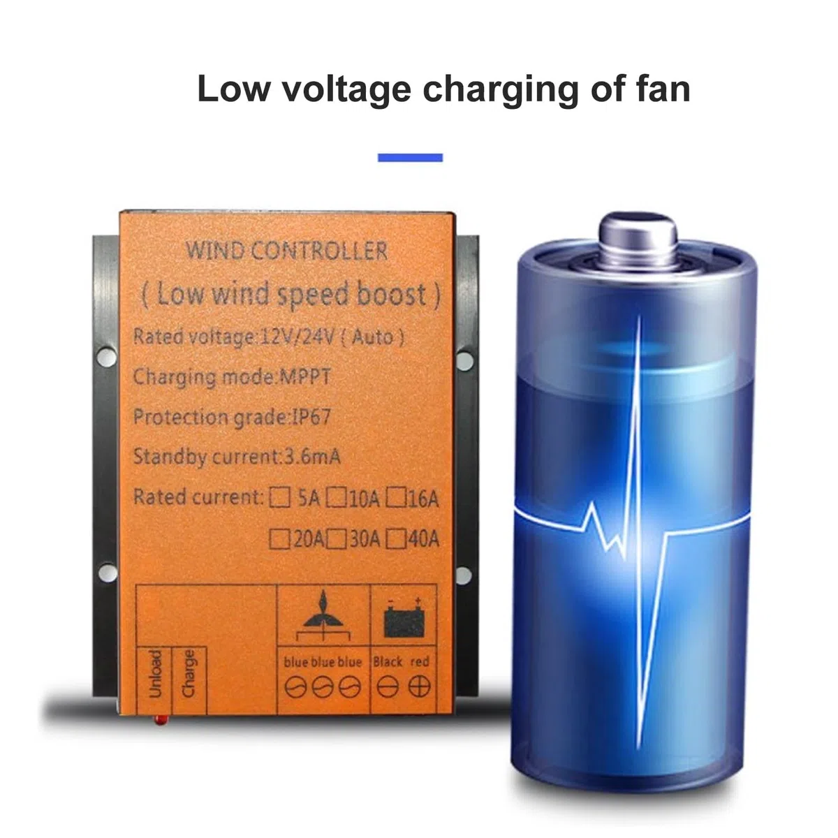 Controlador de Carga para Turbina Eólica MPPT 12V/24V 16A 300W-1000W con Frenado Automático y Múltiples Protecciones para de Energía Renovable