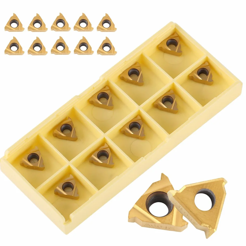 10 piezas de insertos de carburo, herramienta de torneado de torno con cuchilla CNC 11IR A60 con caja