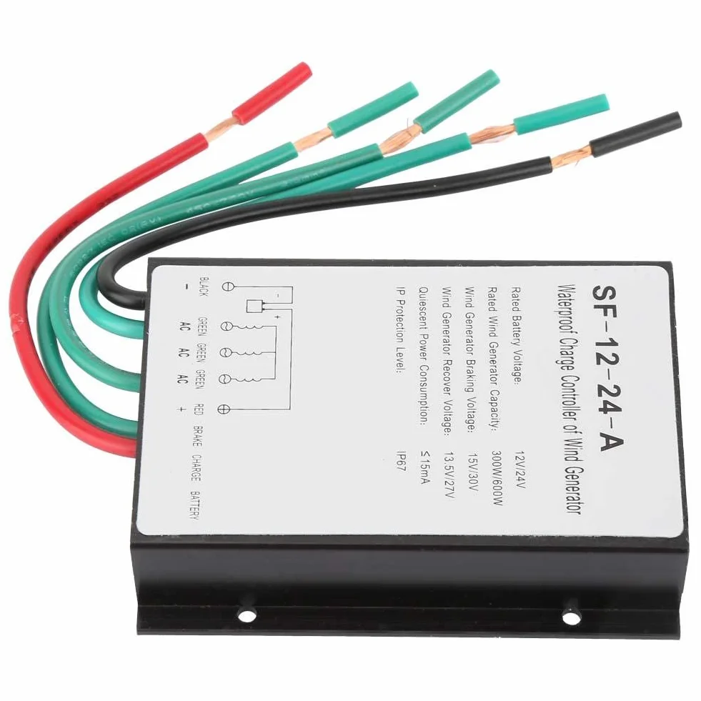 Controlador de turbina eólica, Regulador del controlador de carga 12V / 24V 300W / 600W Generador de turbina de viento impermeable IP67