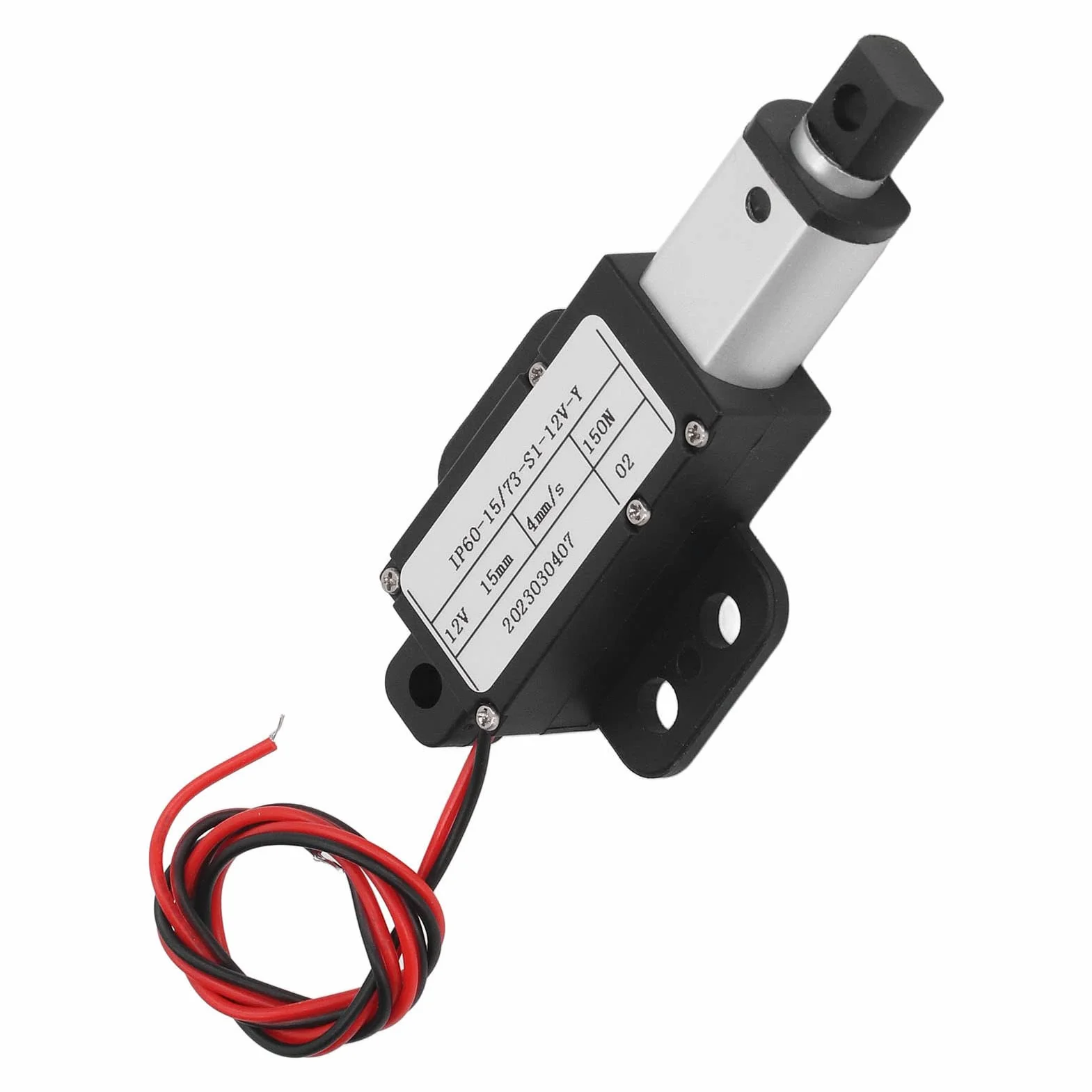 Mini Actuador Lineal Eléctrico 150N, Actuador de Micromovimiento de Carrera de 15mm Actuador Lineal de Aleación de Aluminio 12V para Maquinaria Agrícola (Con soporte)