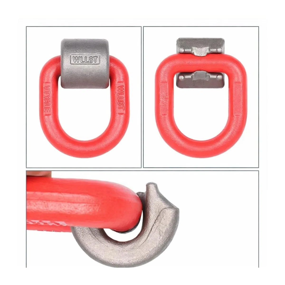 Punto de elevación con anillo en D soldado alta resistencia, amarre forjado acero aleación G80 for soldadura, tracción lateral y carga, anclaje industrial(2T)