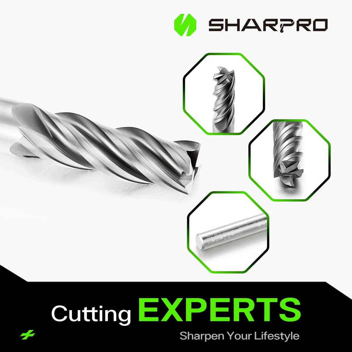 Upcut - Fresa en espiral de 4 mm, diámetro de corte de 4 mm, carburo de tungsteno macizo, fresadora CNC ideal para fresar aceros de aleación, acero endurecido, metal y más