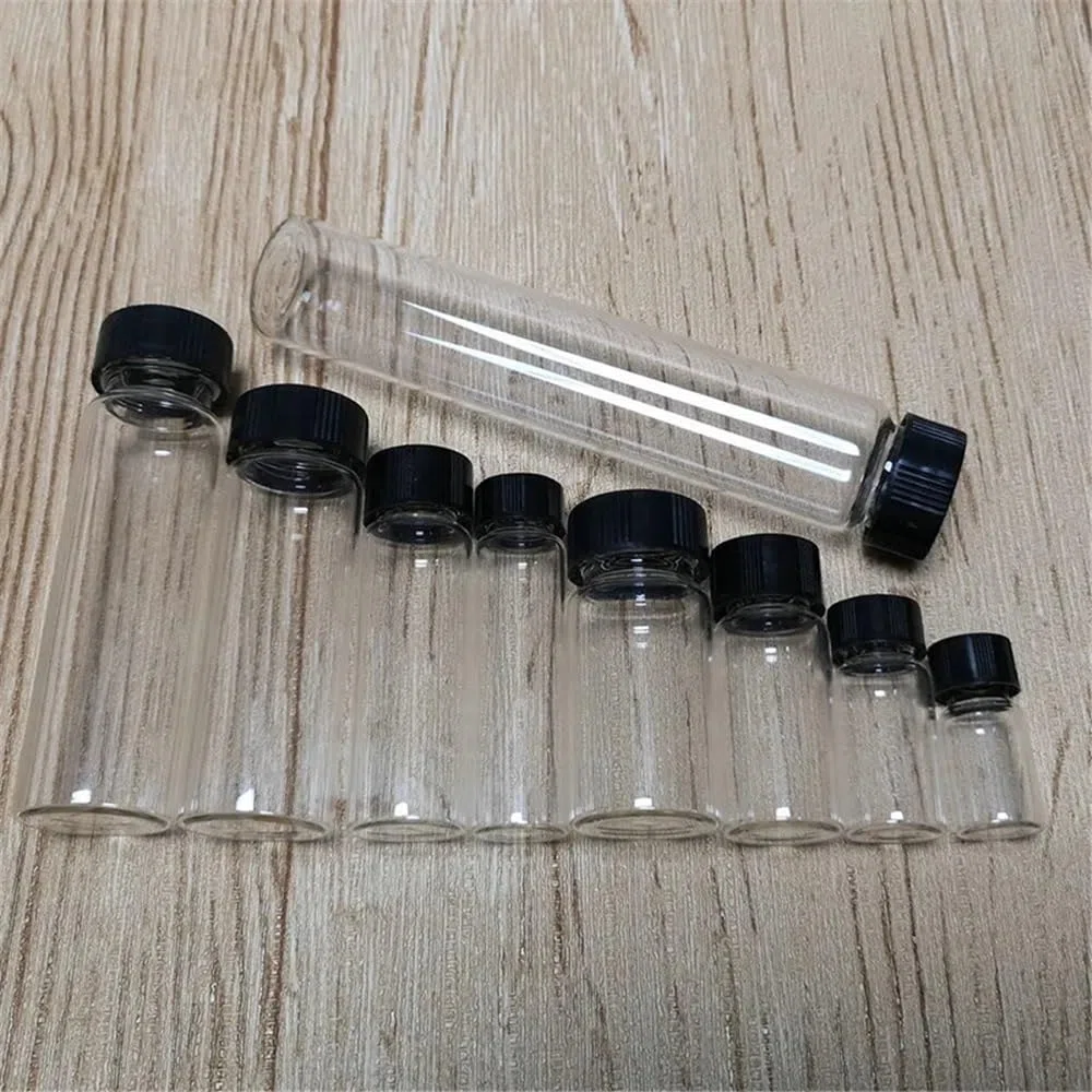Lote de 20 botellas de reactivo de vidrio transparente con sello transparente de 2 ml a 60 ml for muestra de laboratorio.(10ml 18x65mm)