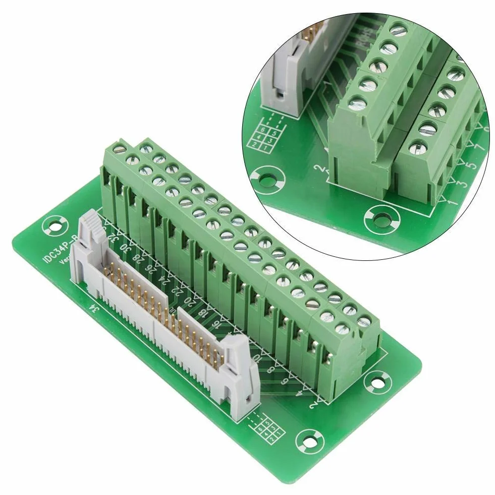 Idc34P Interfaz De Plc Conector Bloque De Terminales Tablero Desbloqueo Encabezado Masculino 34 Pines Con Soporte Pcb Para Automatización Industrial