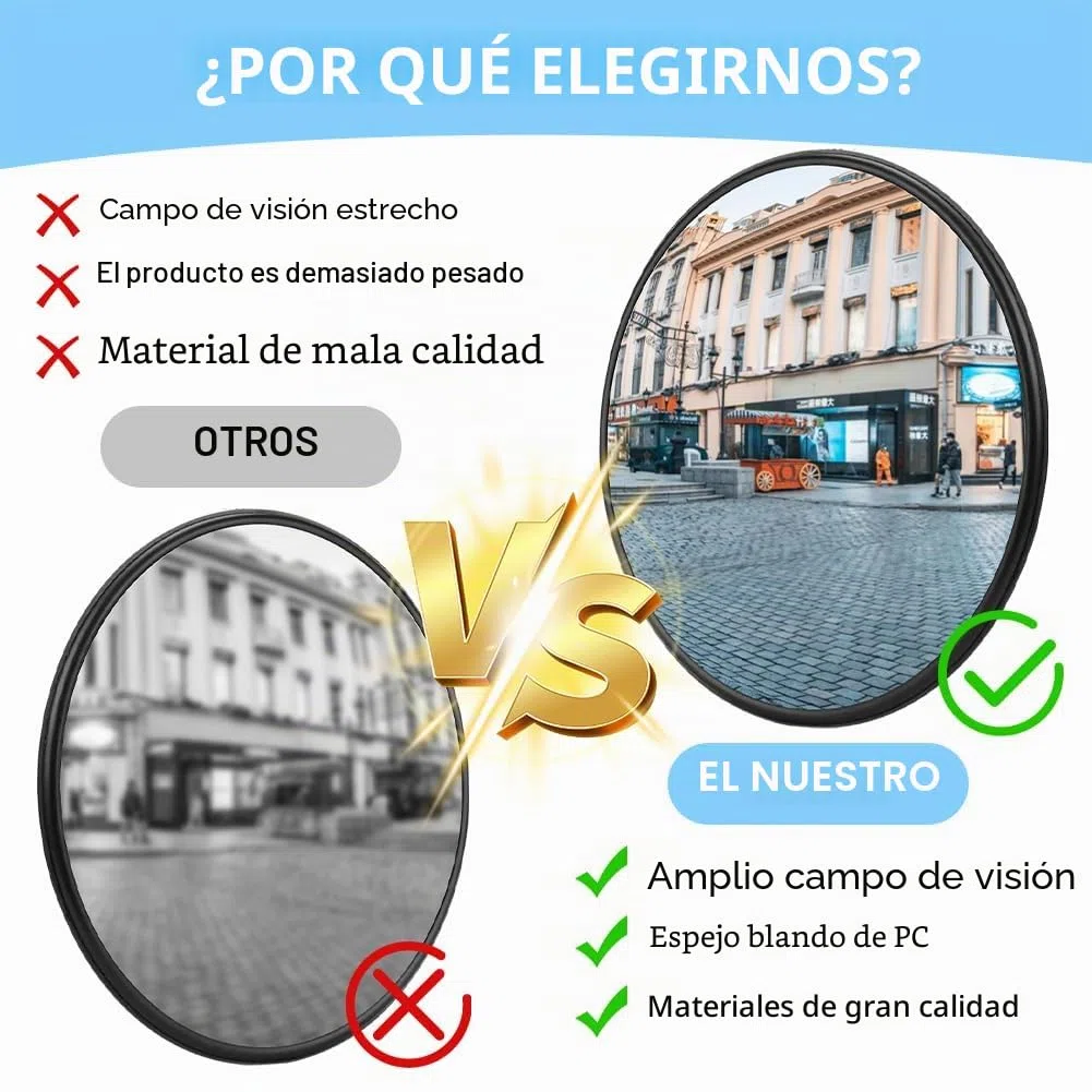 Espejo de tráfico, 30 cm Espejo convexo para garaje, entrada, estacionamiento, Espejo de tráfico convexo con vista de gran angular ajustable (Apto para interiores y exteriores) (A)