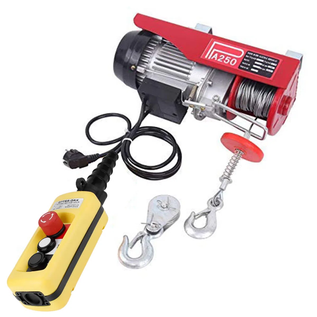 Jadeshay Interruptor de Botón de Grúa,Interruptor de Control de Elevación de Grúa 250V-500V 2A-5A Controlador de Elevación de Suspensión con Parada de Emergencia y 2 Botones para Puertos y Muelles