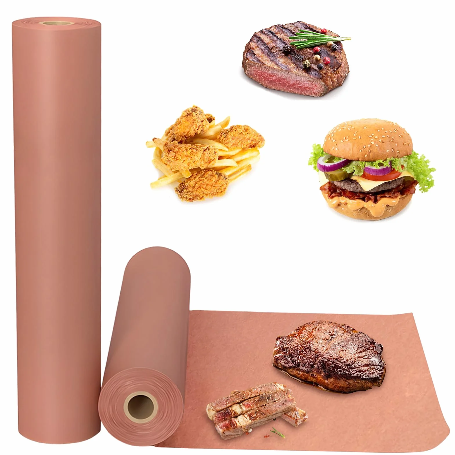 2 Rollos Papel de carnicero rosa,30cm x 10m Papel Kraft para Barbacoa Butcher Paper para BBQ, Ahumador, Carne de Pescado, Cocina Perfecta