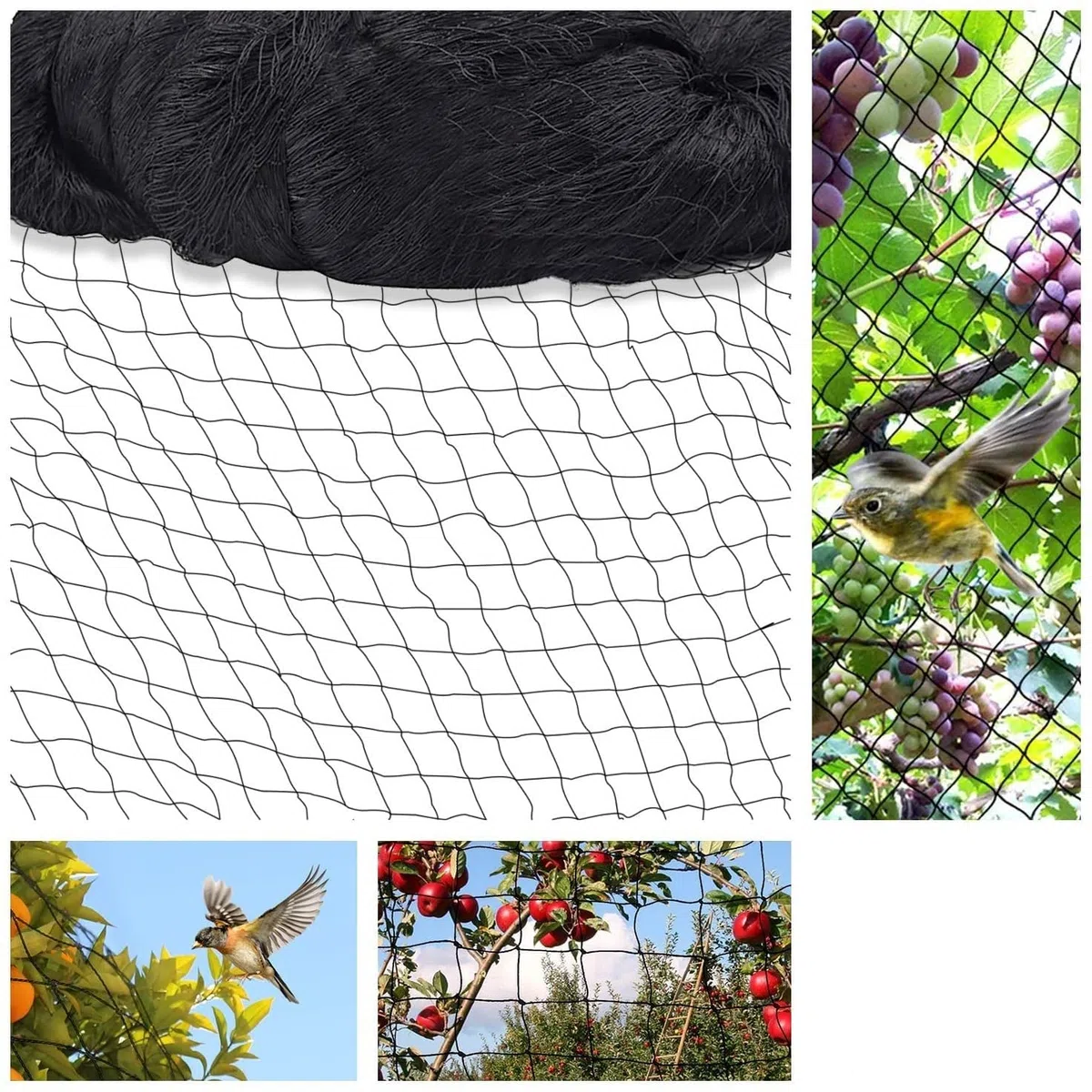 Red de protección para pájaros de 15 x 15 m, para jardín, balcón o estanque de cerezo, ancho de malla de 5 x 5 cm