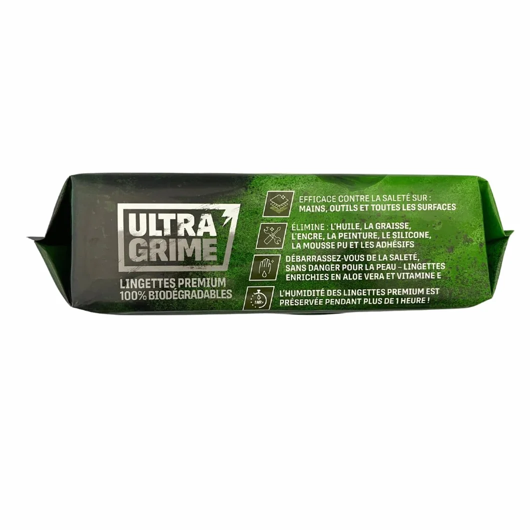 UltraGrime Pro Multiusos Sin Plástico | Toallitas industriales para eliminar manchas de grasa, aceite, pintura y tinta | 100 toallitas húmedas XXL, 38 cm x 25 cm
