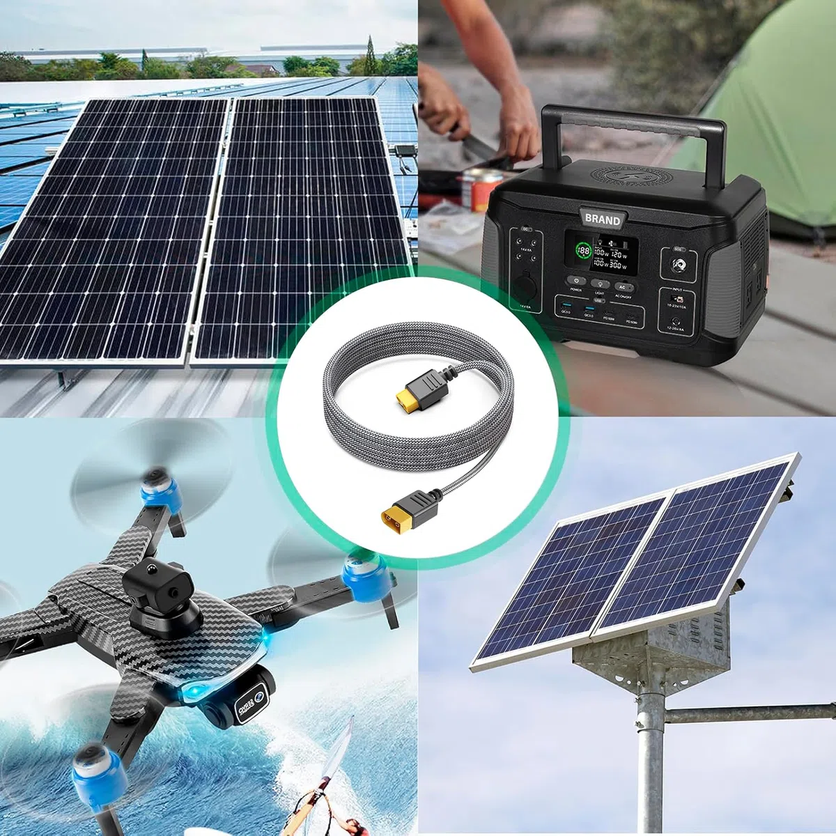 KFD XT60 a XT60 3m Cable de Extensión para Ecoflow Delta 2/River, BLUETTI Elite 200 100 30 V2 AC2A AC70 AC50B EB55, Anker SOLIX C300 C1000 757 767 Portable Power Station Solar Generator Charging Cable