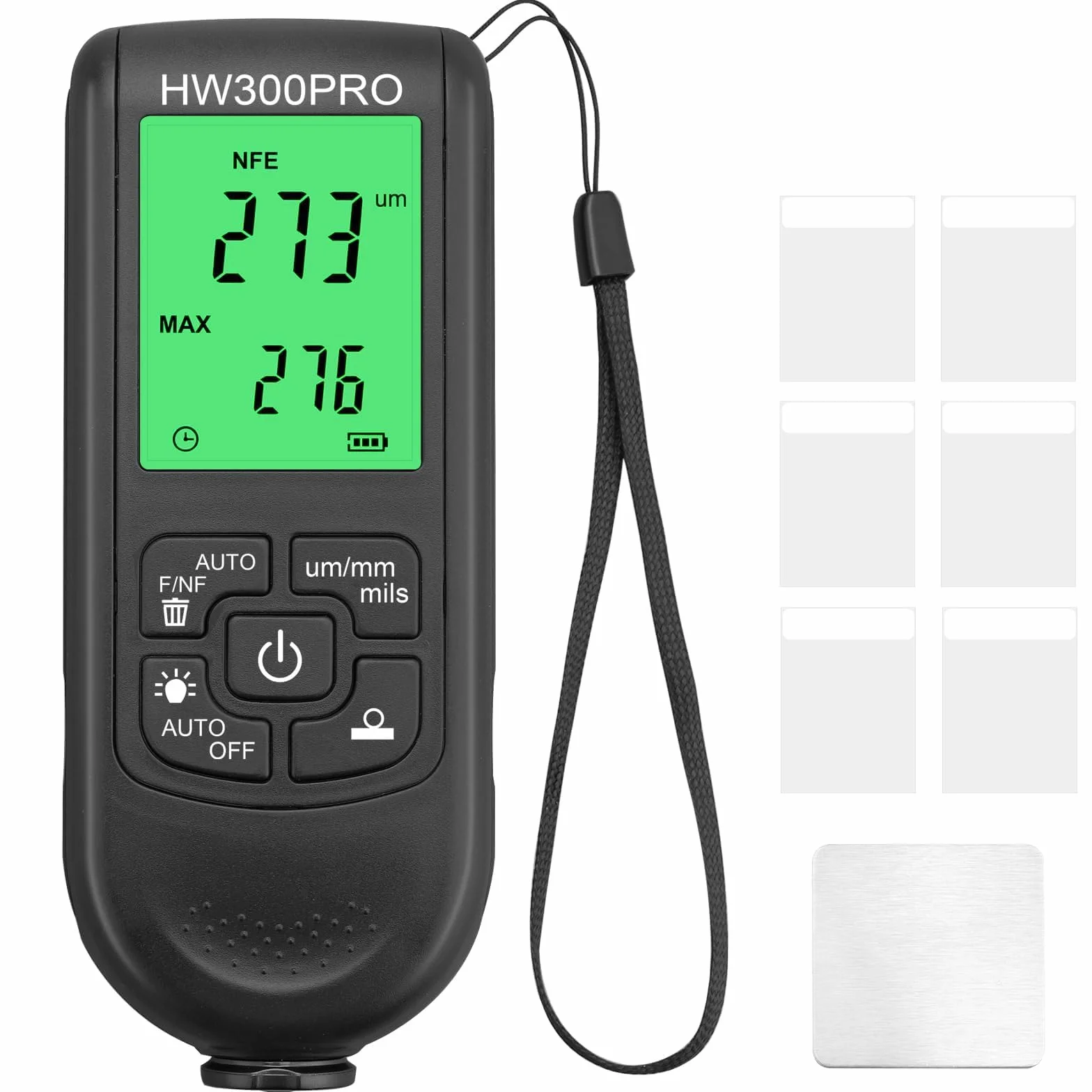Medidor Espesor Pintura Coche, Medidor De Espesor De Pintura, Con Pantalla LCD, Fe & NF μm/mm/mils 0-2000μm Medidor de Pintura Automático, Max/Min/Avg para Pintura Fabricación Talleres Coches