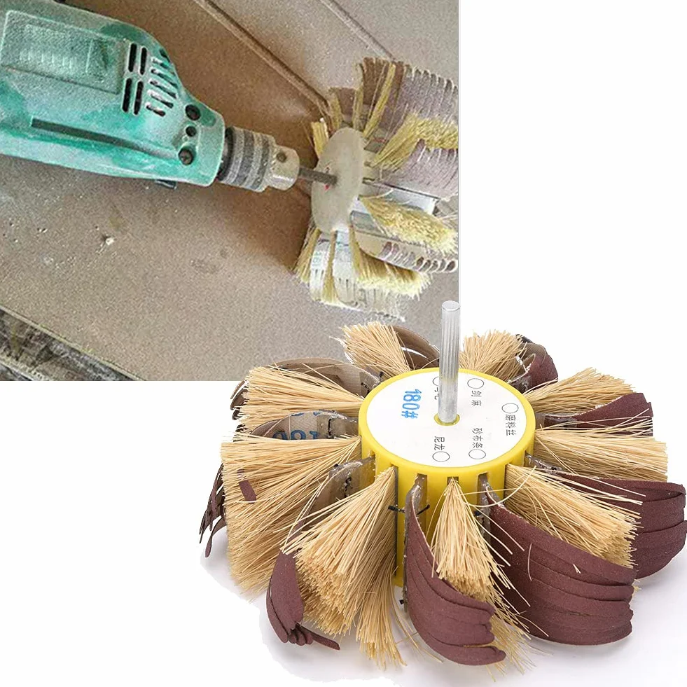 Garosa Cepillo de Cerdas Disco Cepillo Abrasivo Rueda de Pulido Cepillo de Taladro Eléctrico para La Eliminación de Óxido de Rebabas(180#)