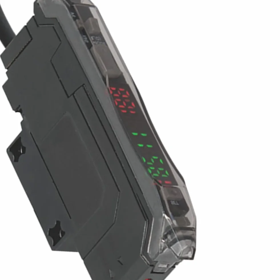 Sensor Amplificador de Fibra Óptica Inteligente ER2-22P con Pantalla Digital Dual e Interruptor Fotoeléctrico de Inducción por Reflexión Difusa.