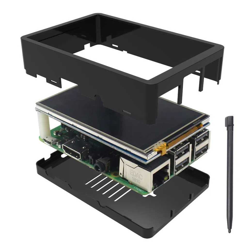 para Raspberry Pi 3B + Pantalla táctil de 3,5" con Estuche, Pantalla TFT LCD de 320x480 píxeles [soporta Raspbian, Ubuntu, Kali, RetroPie] (Pantalla multisistema de 3,5")