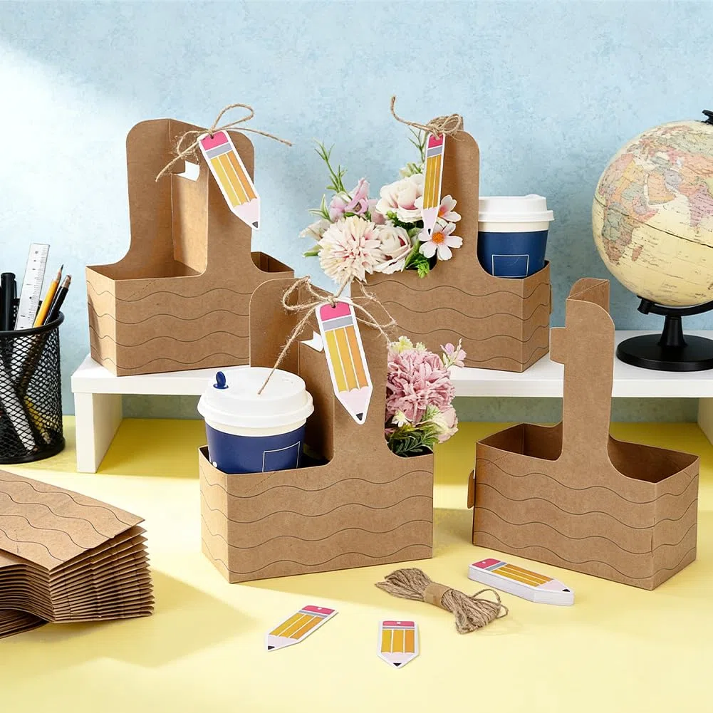 PH PandaHall 36 unidades de regalos para aprecio profesor, portavasos, 2 tazas desechables, portavasos con asa, taza de café para soporte de café