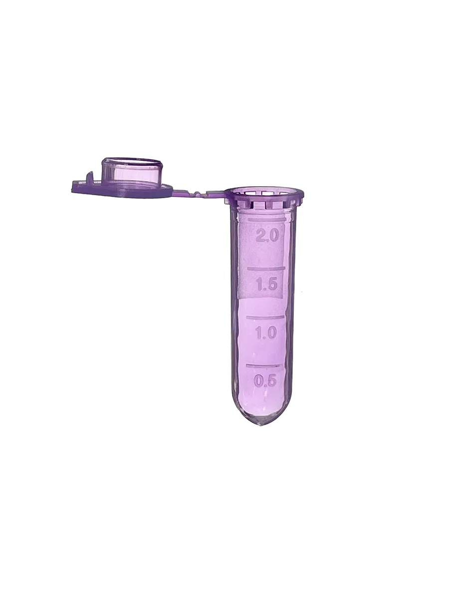 MUHWA Tubos de Microcentrífuga de 2 ml, 500 Piezas, Graduados con Tapa a Presión, Púrpura, Viales de Muestra para Laboratorio