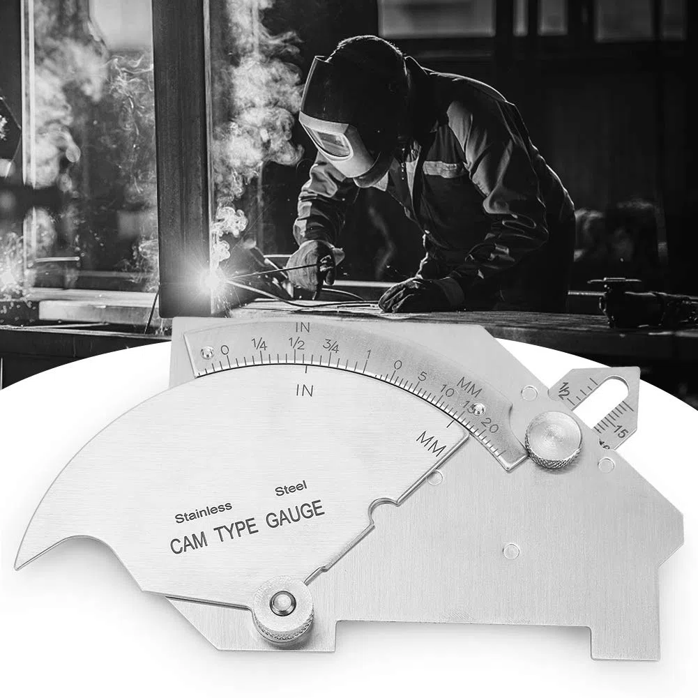 Medidor de filete de Soldadura, Herramienta de Soldadura Inspección,acero inoxidable Imperial MG-8 Bridge CAM Regla de prueba de inspección de costura de soldadura con caja, para medición de soldadura