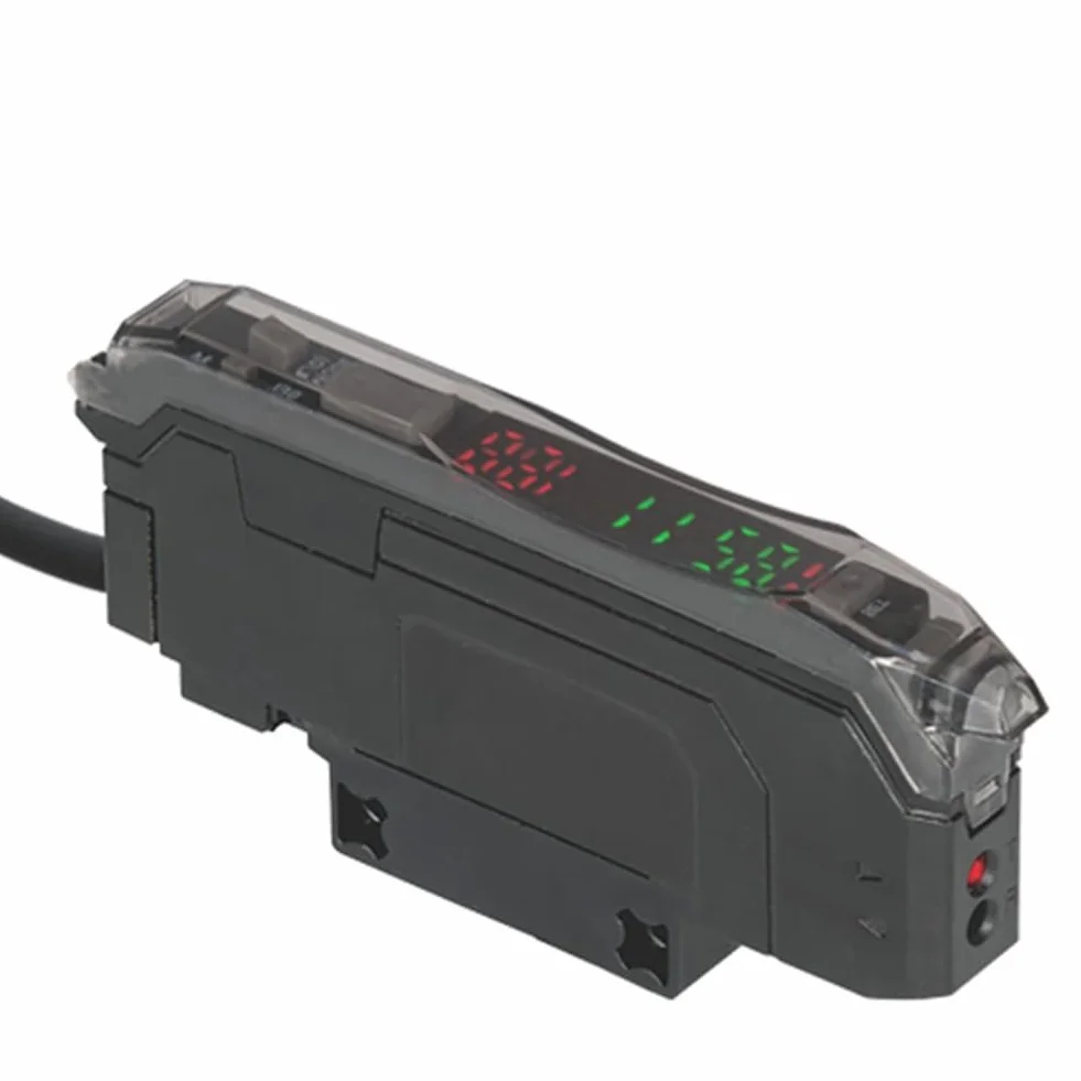 Sensor Amplificador de Fibra Óptica Inteligente ER2-22P con Pantalla Digital Dual e Interruptor Fotoeléctrico de Inducción por Reflexión Difusa.