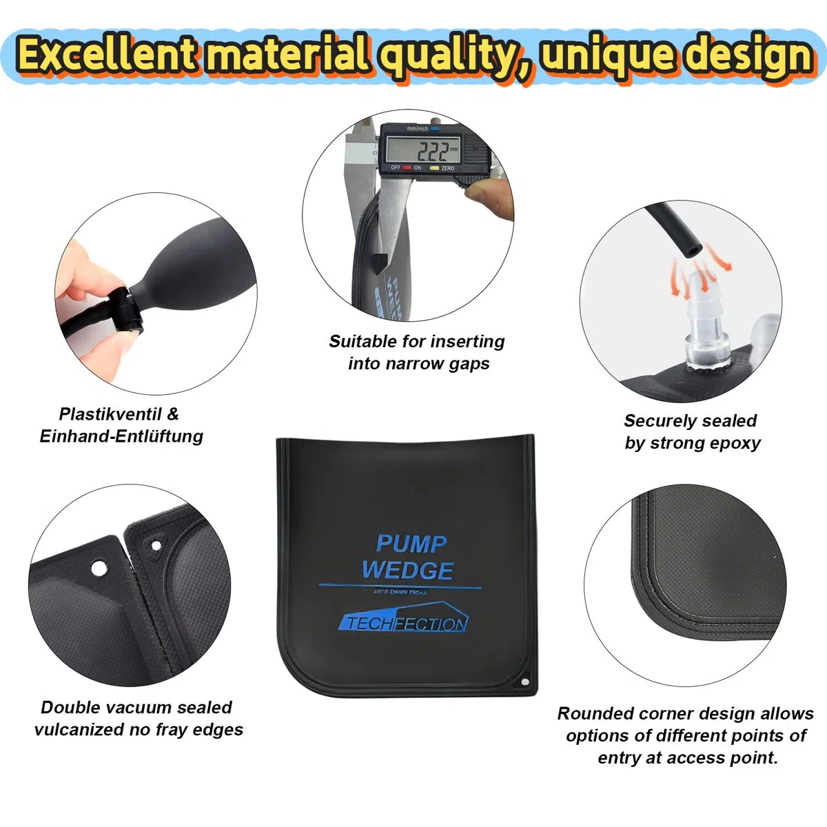 6PCS Cuña de Aire de Bomba Elevación Air Wedge Pump Herramienta de Alineación de Marcos de Ventanas para Levantar Muebles Y Instalación De Puertas Y Reparación De Automóviles con Bolsa Almacenamiento