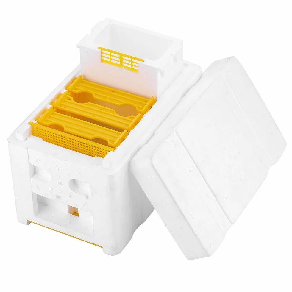 Caja de Colmena de Abejas de Cosecha, Caja de Polinización King Box de Apicultura de Colmena con Tinte Lavado para Control de Temperatura, Polinización de Jardín