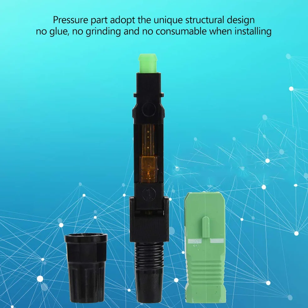 Vikye 100 piezas de conexión rápida de fibra óptica SC/ integrado Adaptador de conexión rápida con sensor de longitud de fibra óptica para FTTH
