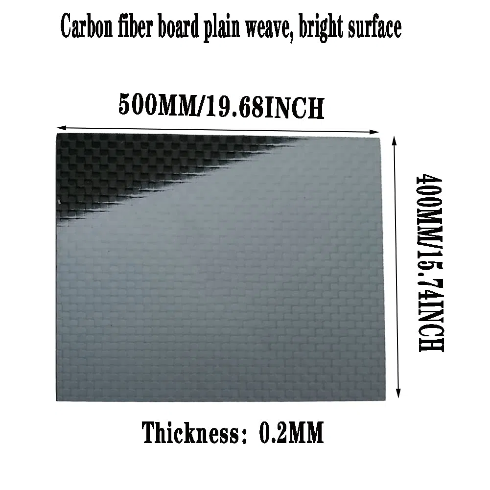 Hoja De Placa De Fibra De Carbono 3K Panel De Placa De Carbono De Alta Resistencia 400Mmx500mm Panel Superficie Brillante Para Helicóptero Y Aviones RC.,Thickness:0.2mm