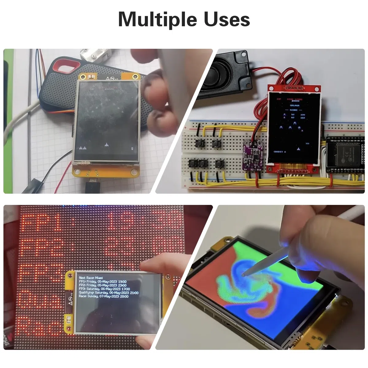 Binghe 2.8" ESP Display, ESP Placa de Desarrollo con WiFi Bluetooth 240 x 320 Pantalla ESP Inteligente Módulo TFT táctil High-Speed IoT Connectivity Compatible con Arduino/LVGL