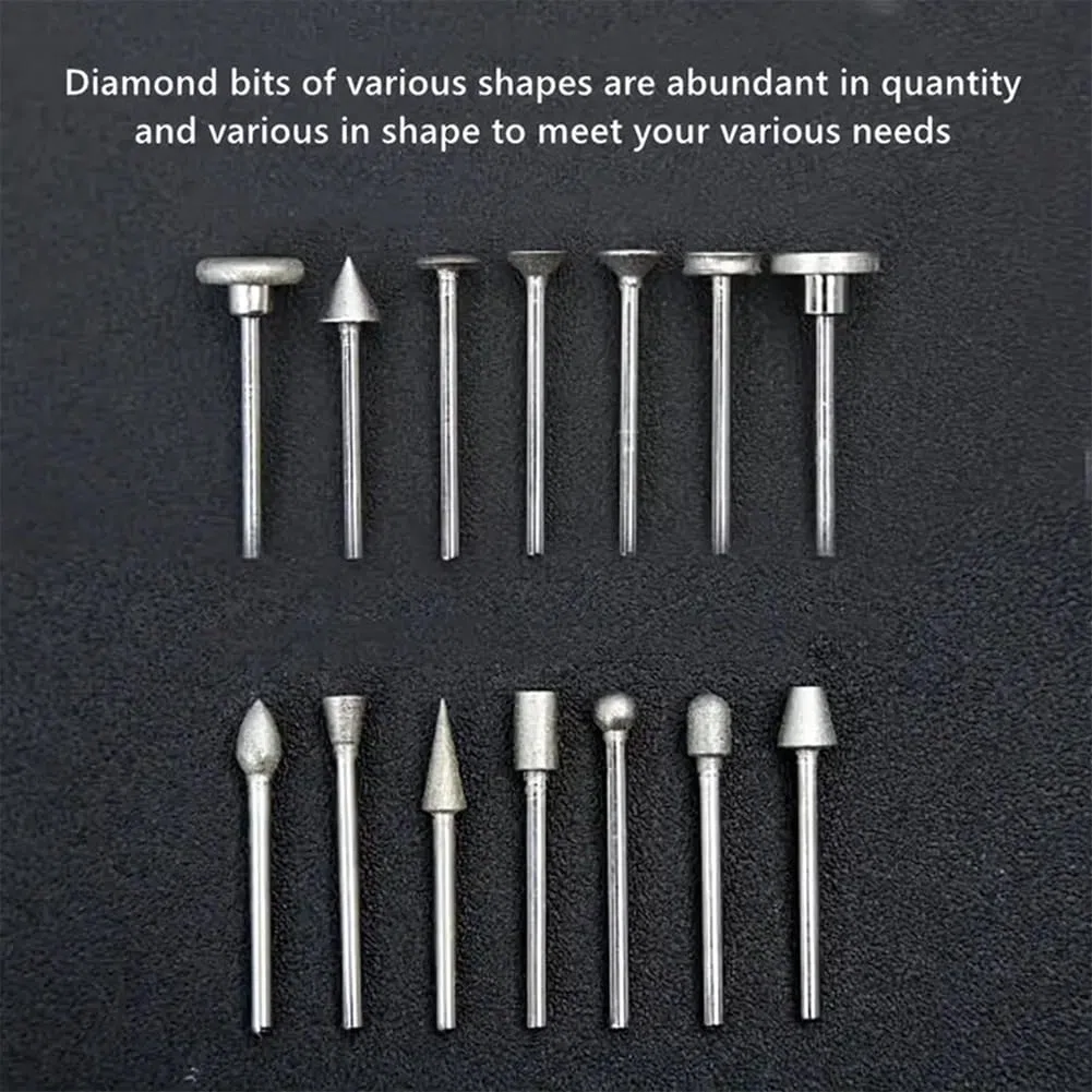 Juego de 50 rebabas de molienda con revestimiento de diamante para herramienta rotativa, accesorios de molienda eléctrica