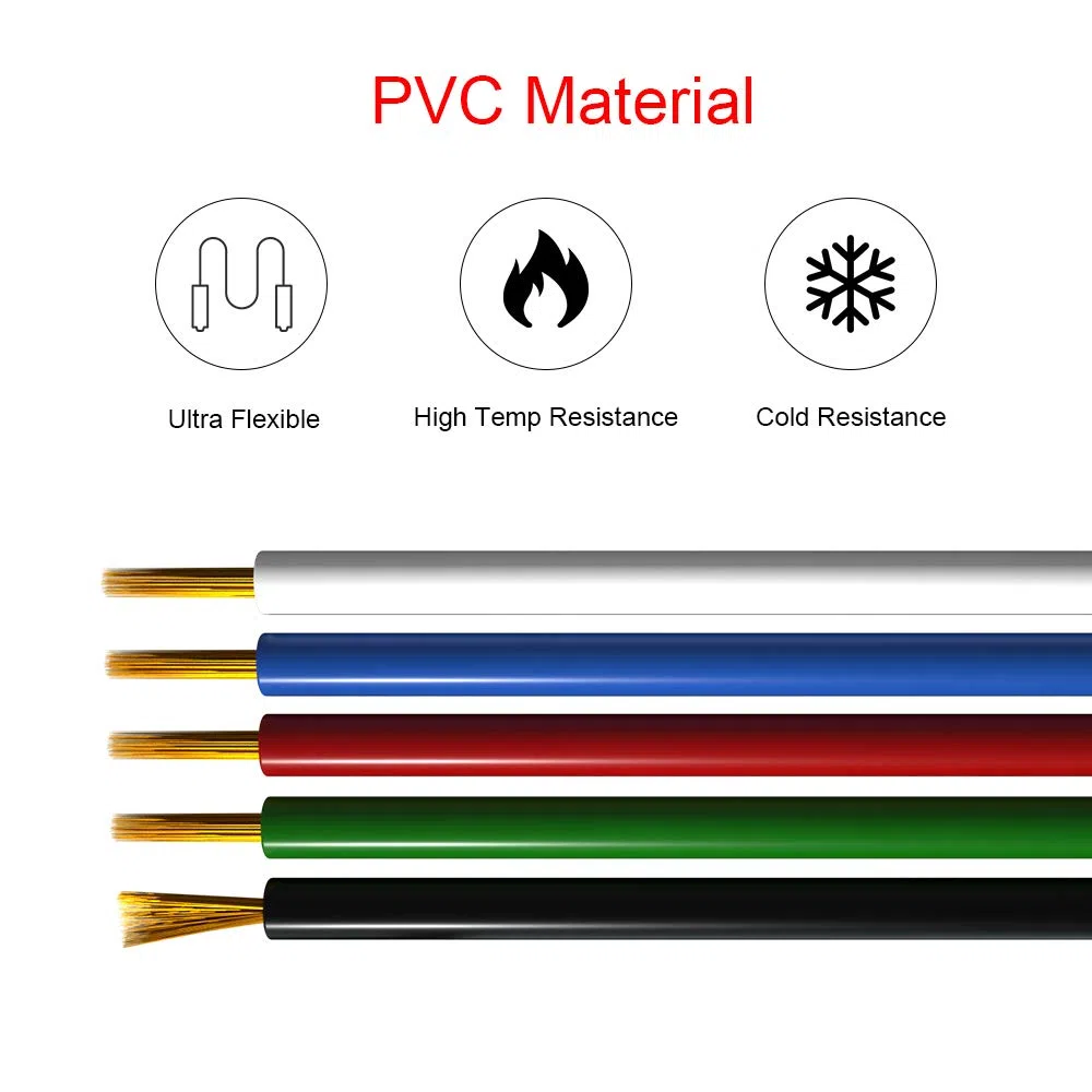 BTF-LIGHTING RGBW Eléctrico Cable de extensión 32.8ft/10m 20AWG Tira de luz LED de cinta de alambre Cable 5 núcleo línea de cable para 5050 RGBW cuerda de cinta LED flexible