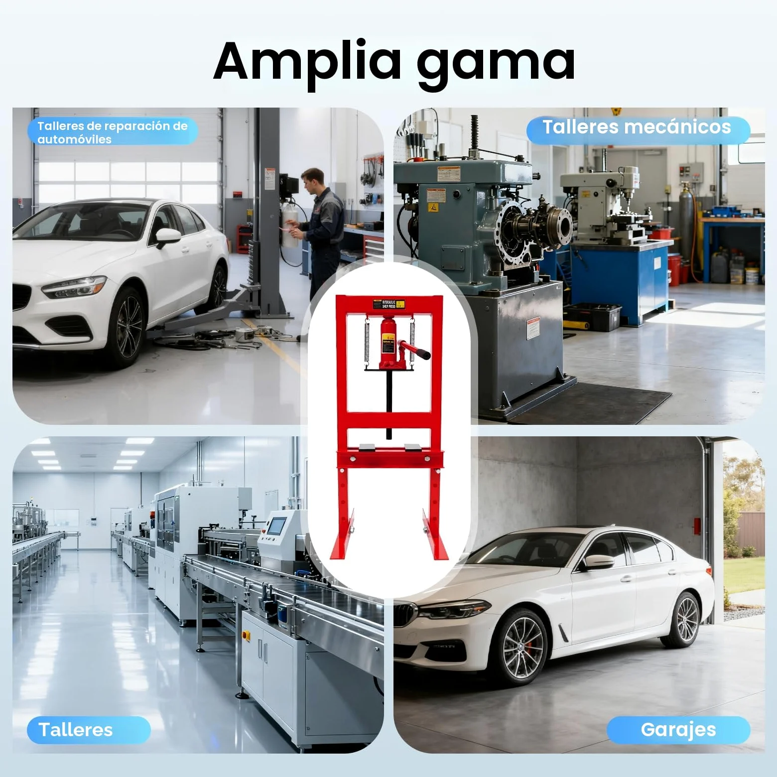 Prensa hidráulica de 6 toneladas, prensa estable con carrera de 125 mm, prensa manual para reparación de automóviles y metalurgia, para prensar, doblar, punzonar rodamientos y casquillos, construcción