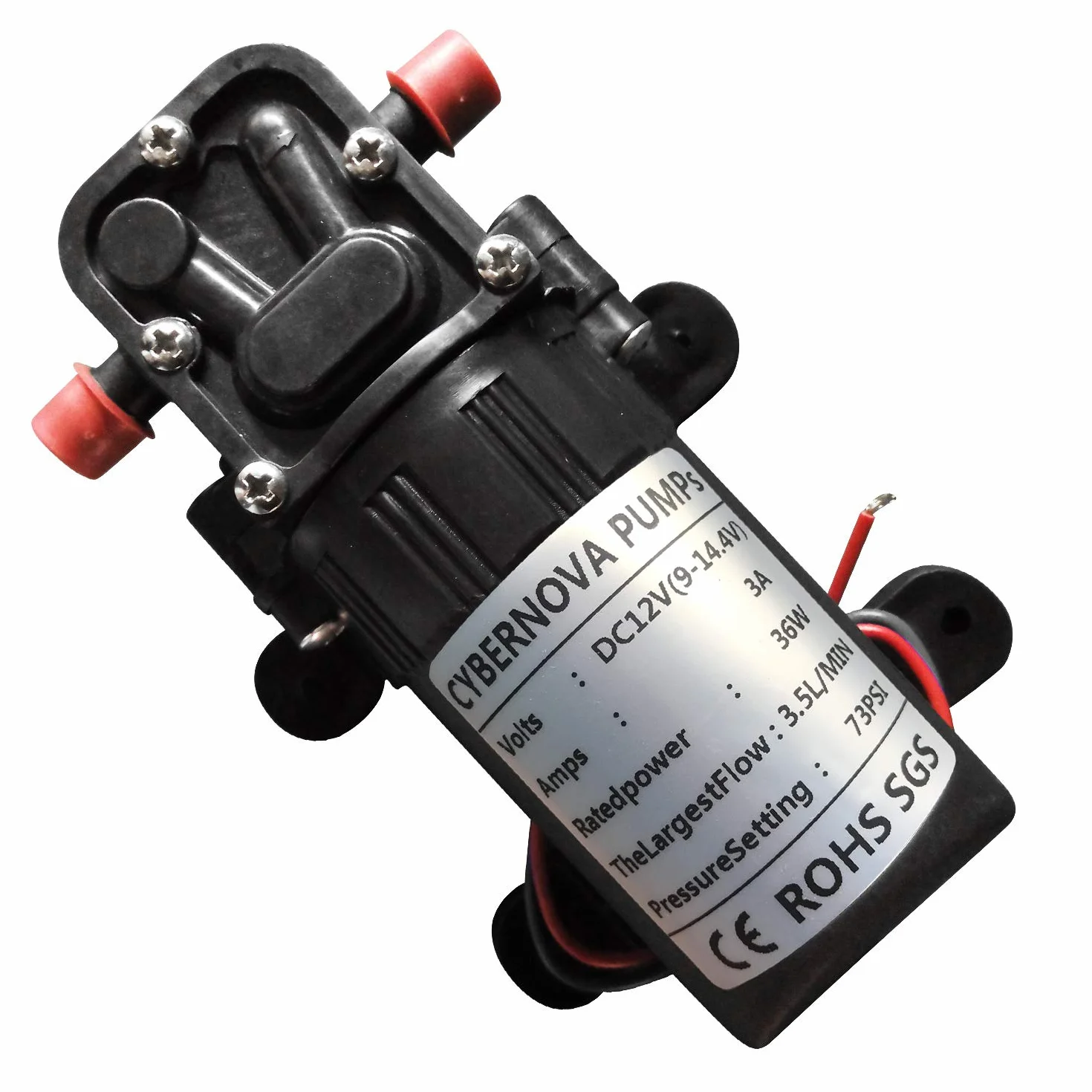 CYBERNOVA DC12V 73 PSI 3.5L/m Bomba de agua dulce de diafragma Bomba autocebante de rociador para granja/jardín/riego por pulverización/limpieza de vehículos