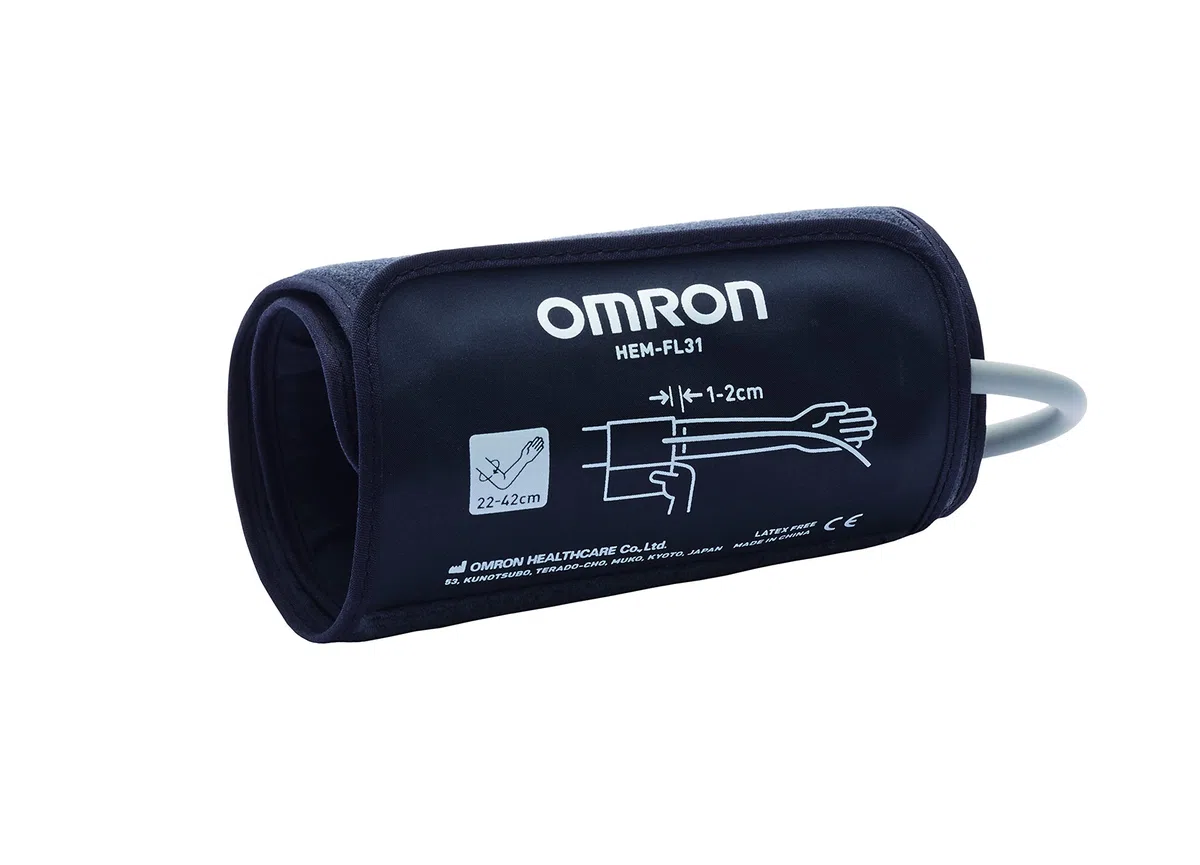 OMRON Intelli Wrap HEM-FL31-E Manguito para medidor de tensión arterial de brazo OMRON, manguito de tensiómetro, brazalate para aparato de tensión arterial, 22-42 cm