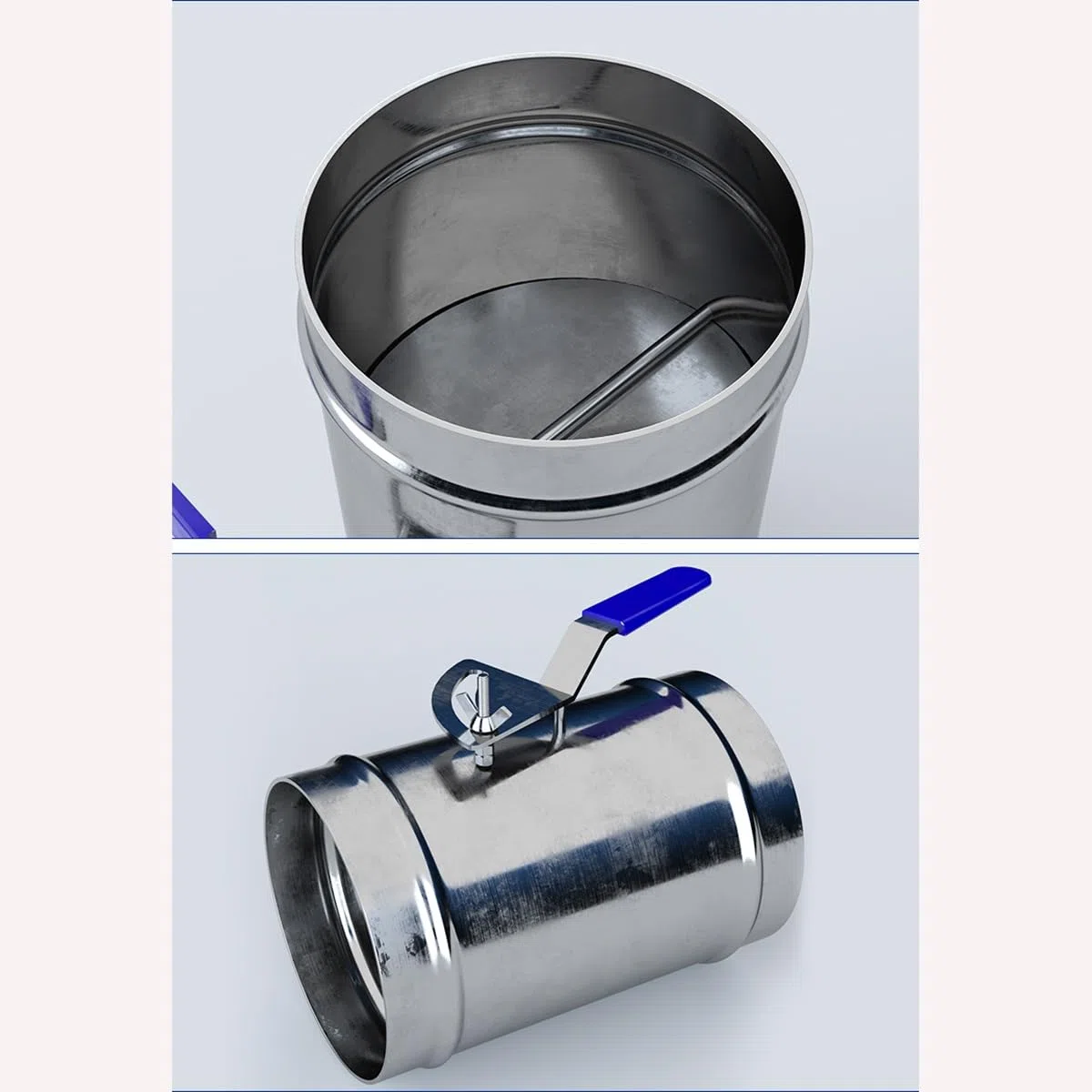 Válvula De Control Volumen Aire Válvula Tubo Redondo Válvula De Aire con Mango De Estaño Galvanizado Manual Válvula Compuerta De Aire Manual Interruptor De Compuerta Ventilación(125mm)