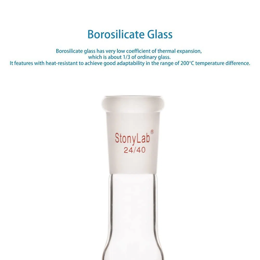 stonylab Adaptador para Tubo de Secado de Vidrio Borosilicato, Dos Juntas Rectas 24/40 para Tubo de Secado de Laboratorio