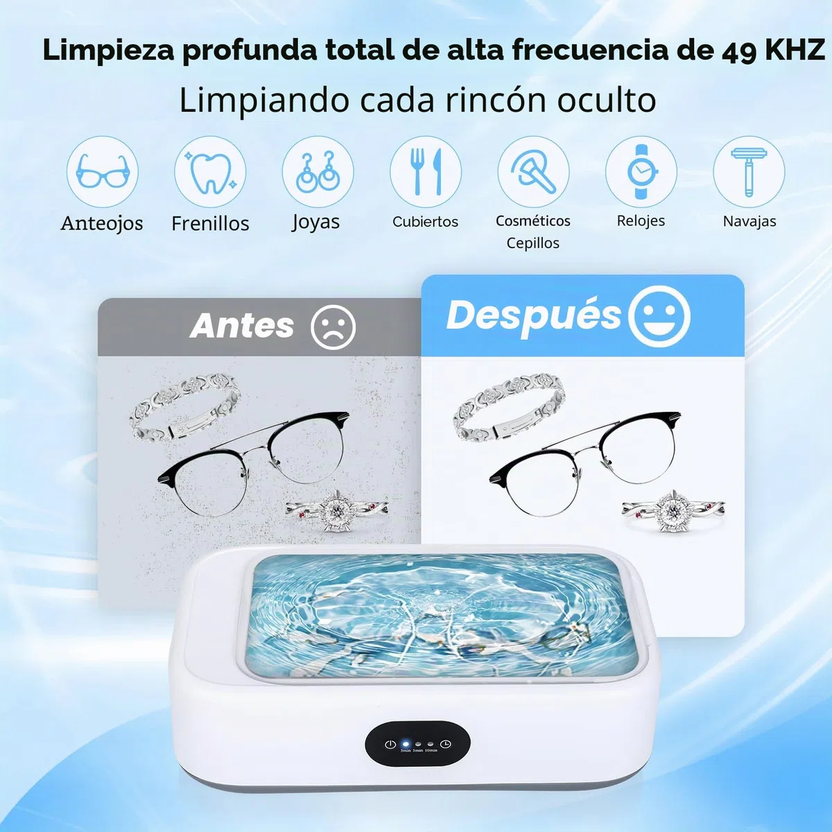 Romon Limpiador Ultrasónico, Ultrasonic Cleaner de 640 ML, Adecuado Ultrasonidos Sónico para Gafas Monedas Cubiertos Regalos Relojes Solución de Limpieza Ultrasónica